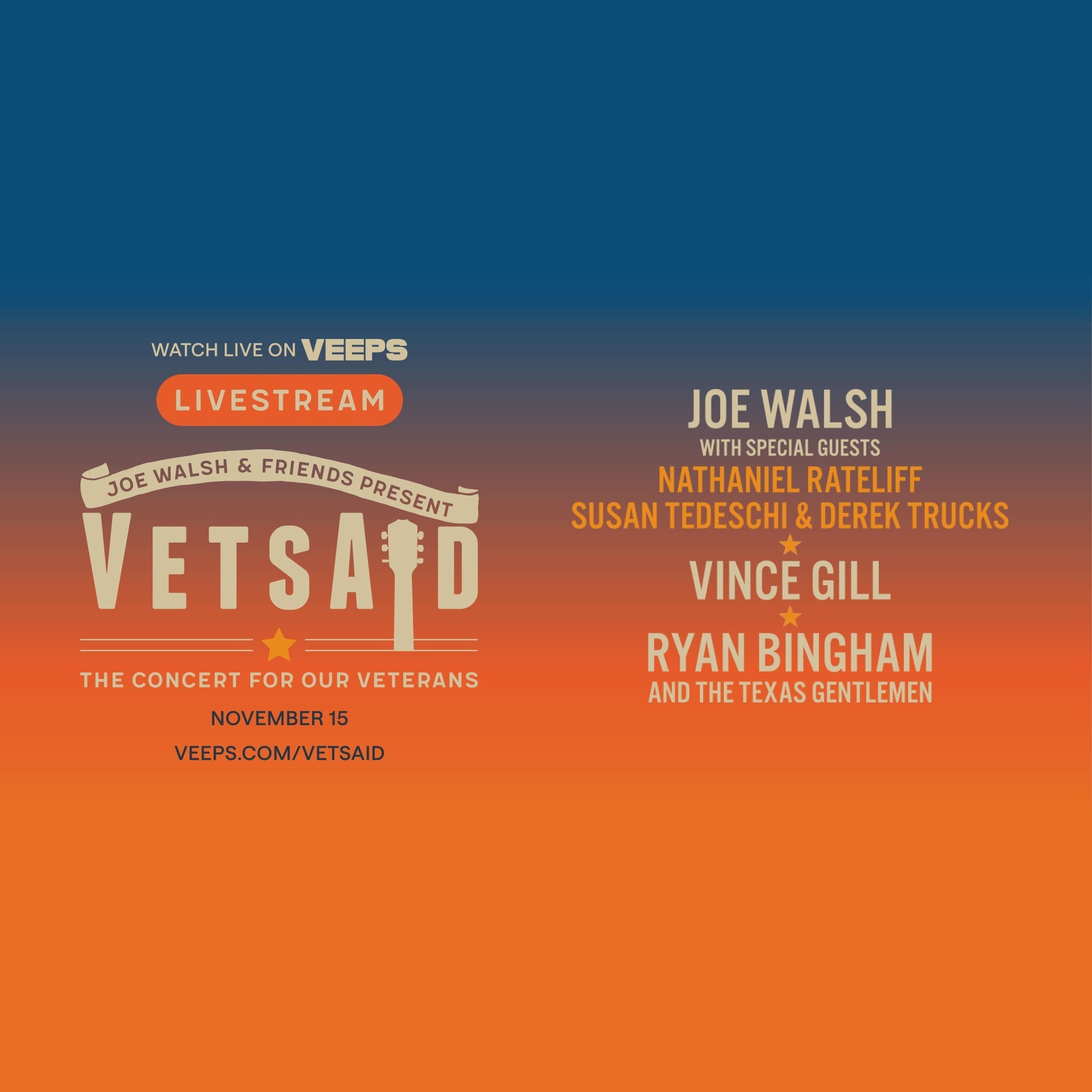 VETSAID 2025 TO STREAM LIVE FROM WICHITA, KANSAS ON VEEPS – Joe Walsh